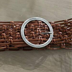 Arden B Brown Woven Belt with Silver Buckle